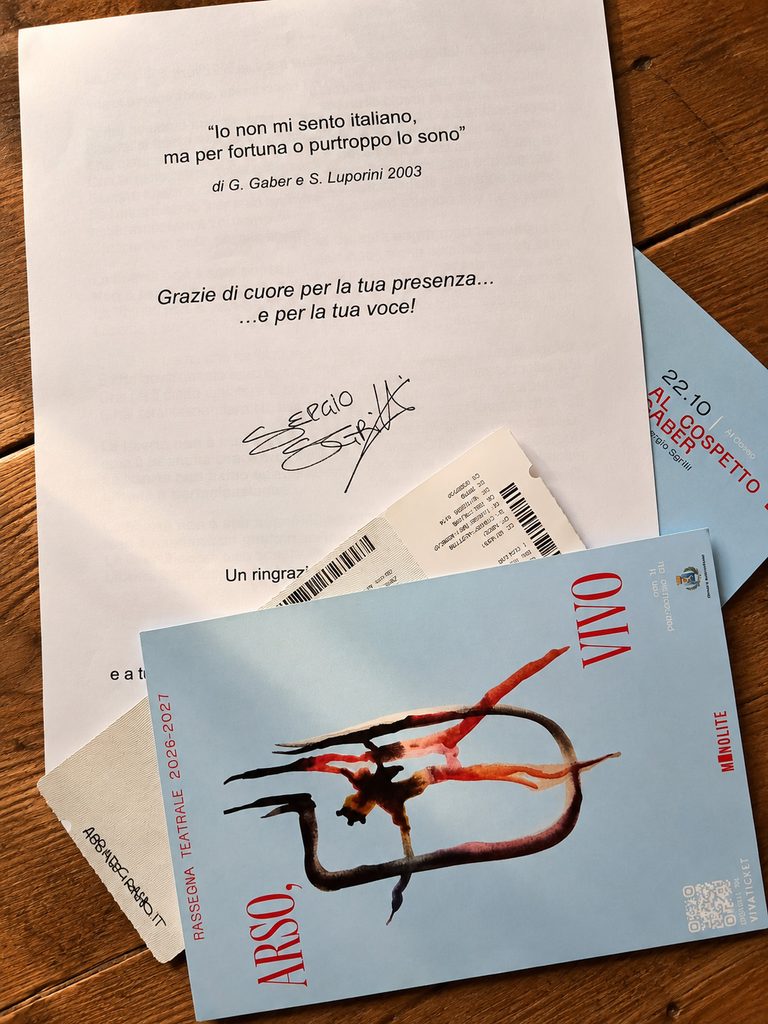 Biglietto Teatro Arso Vivo, Al cospetto di Giorgio Gaber di Sergio Sgrilli ad Abbiategrasso